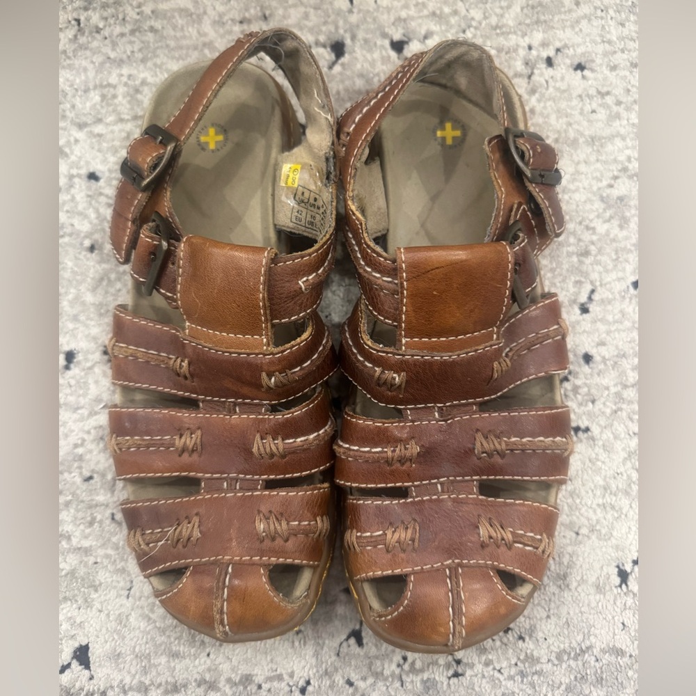 Vintage Y2K Dr. Martens Sandals Fisherman Strap Brown Leather Buckle Men Size 9